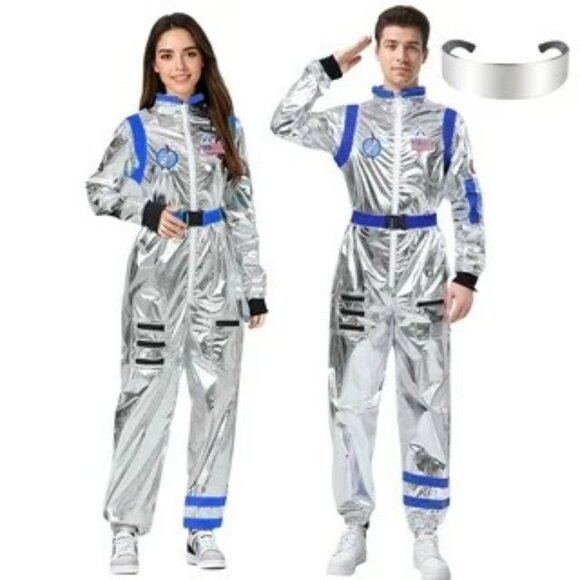 Silver Astronaut Spacesuit Costume with Helmet – Kids Size (Unisex) - Picture 1 of 6